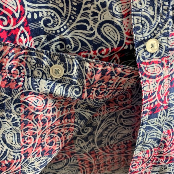 Cremieux Premium Denim Jeans Check Plaid Paisley ShortSleeve Woven Shirt Mens XL - Picture 5 of 10